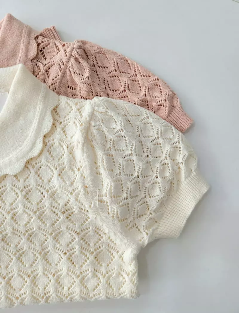 Hanacoco - Korean Children Fashion - #Kfashion4kids - Collar Eyelet Knit Tee