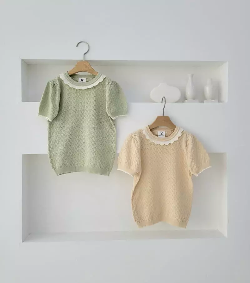 Hanacoco - Korean Children Fashion - #fashionkids - Lace Eyelet Knit Tee