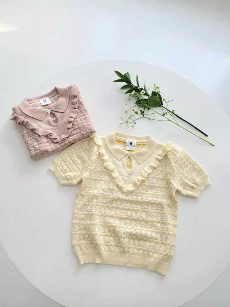 Hanacoco - Korean Children Fashion - #kidsstore - Frill Collar Knit Tee - 3