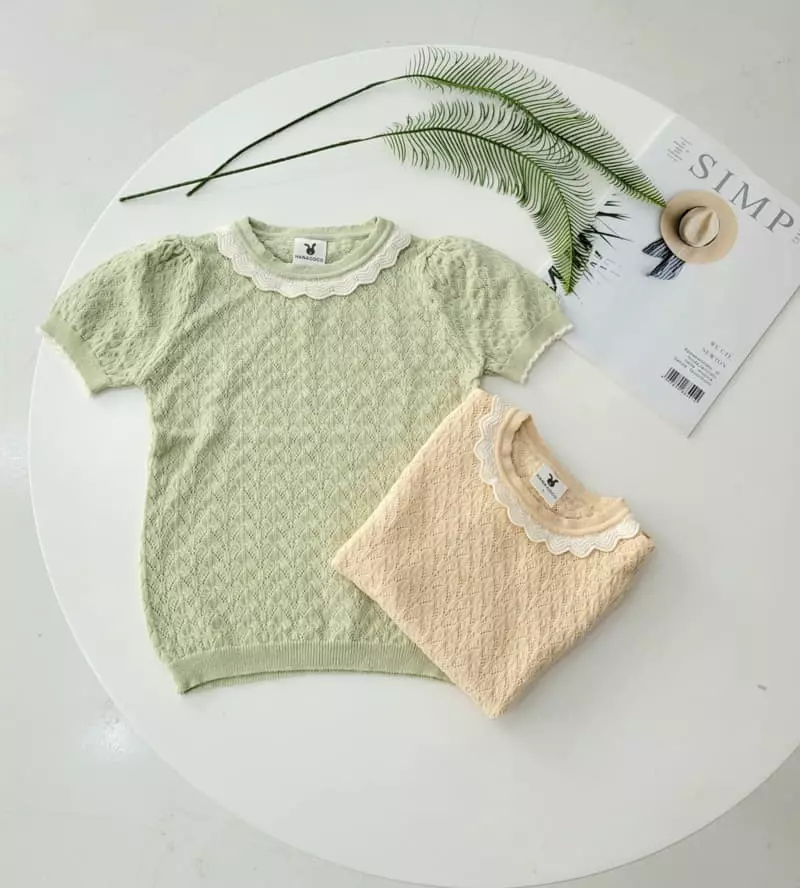 Hanacoco - Korean Children Fashion - #kidsstore - Lace Eyelet Knit Tee - 3