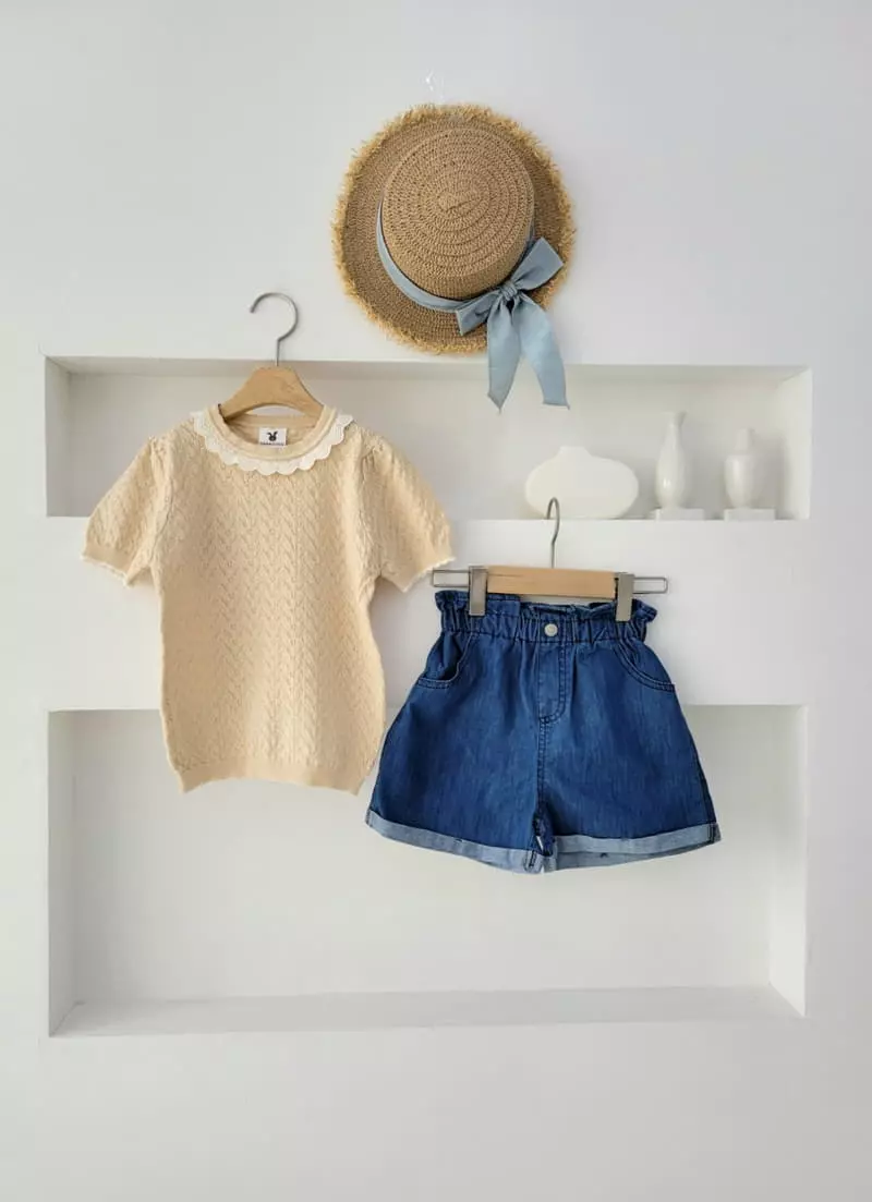Hanacoco - Korean Children Fashion - #kidsstore - Lace Eyelet Knit Tee - 4