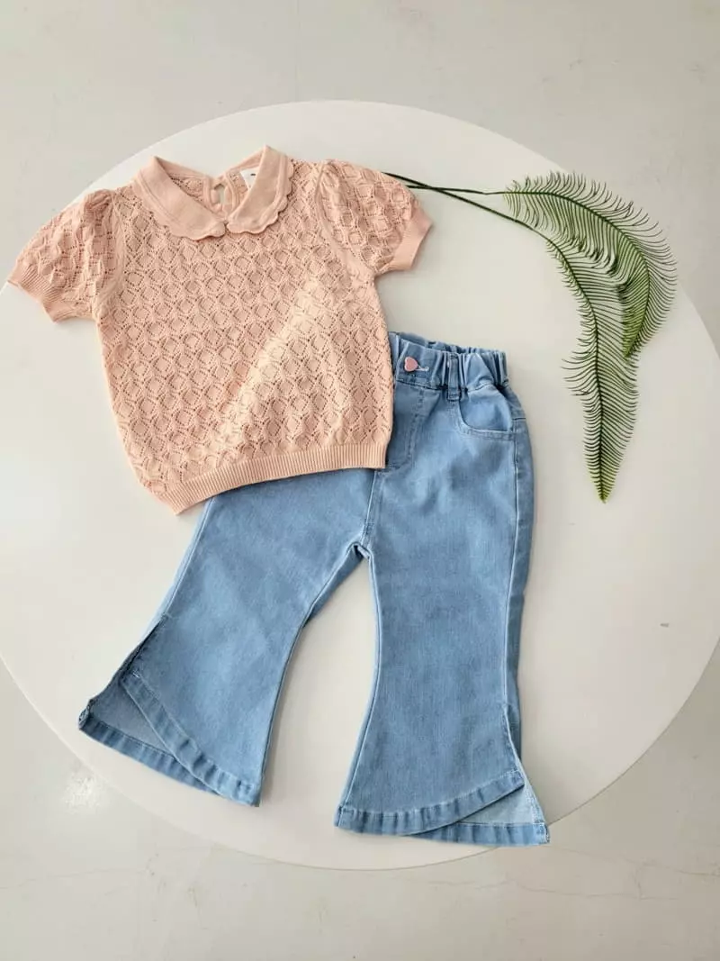 Hanacoco - Korean Children Fashion - #magicofchildhood - Collar Eyelet Knit Tee - 4