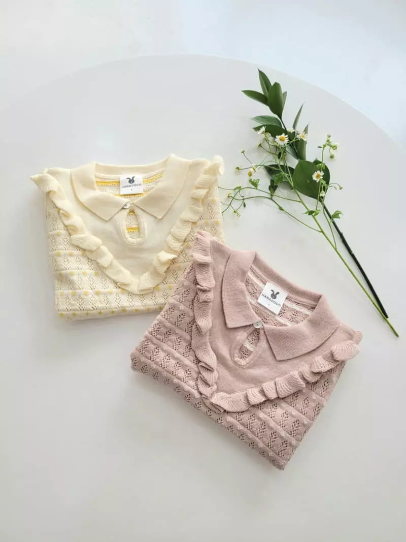 Hanacoco - Korean Children Fashion - #stylishchildhood - Frill Collar Knit Tee - 6