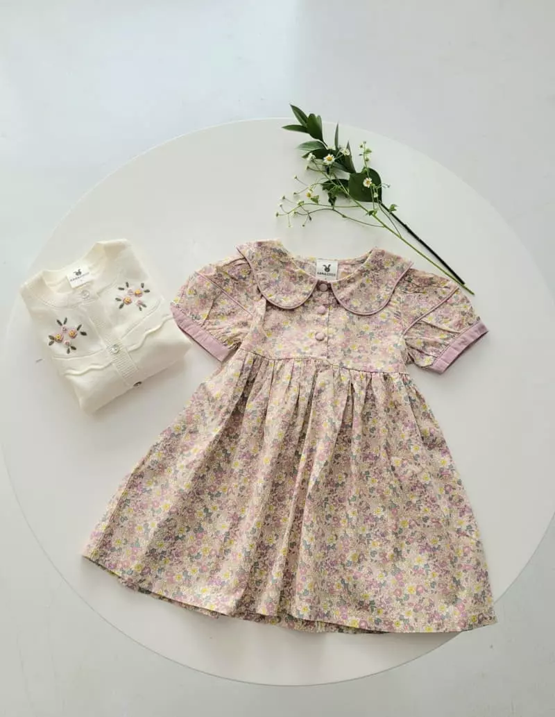 Hanacoco - Korean Children Fashion - #stylishchildhood - Flower Collar One-pice - 3