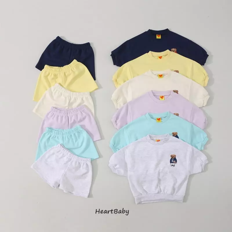 Heart Baby - Korean Children Fashion - #Kfashion4kids - Bear Embrodiery Top Bottom Set - 2