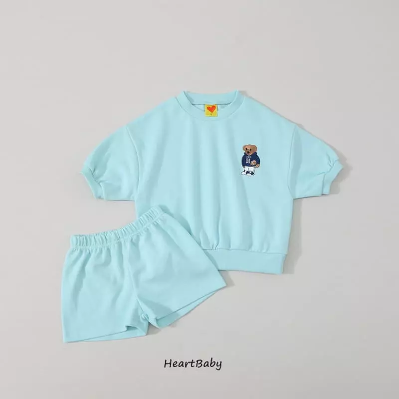 Heart Baby - Korean Children Fashion - #childofig - Bear Embrodiery Top Bottom Set - 7