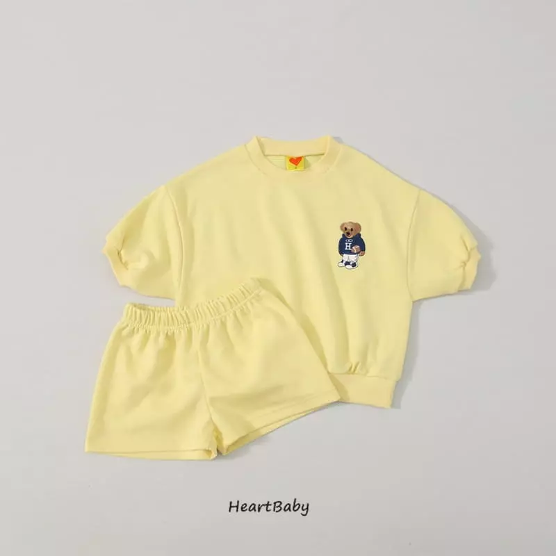 Heart Baby - Korean Children Fashion - #childofig - Bear Embrodiery Top Bottom Set - 8
