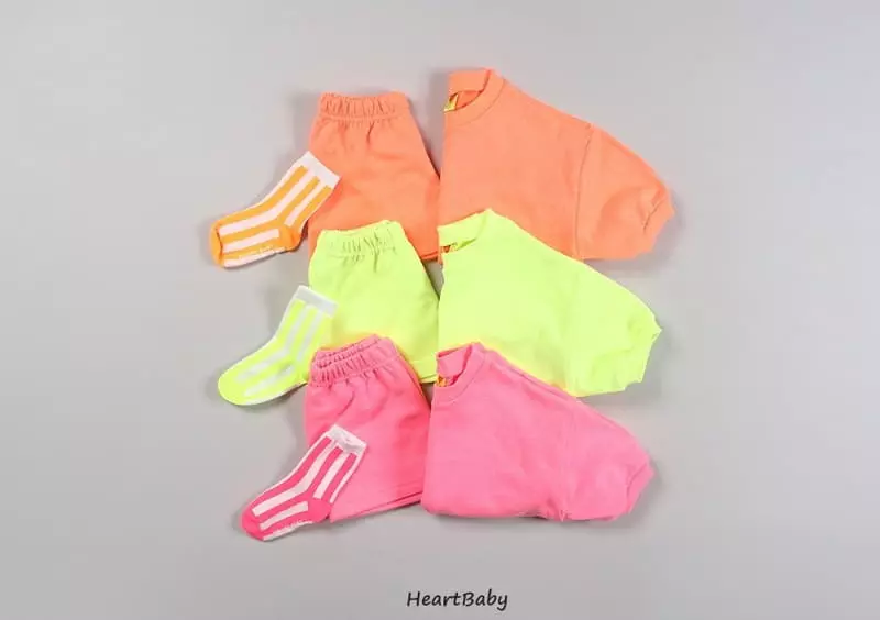 Heart Baby - Korean Children Fashion - #childofig - Neon Crayon Top Bottom Set - 6