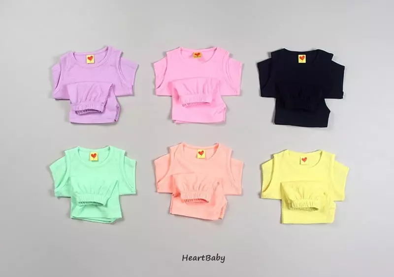 Heart Baby - Korean Children Fashion - #childofig - Macaroon Sleeveless Top Bottom Set - 2