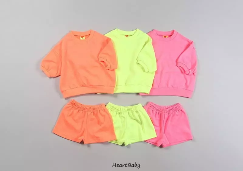 Heart Baby - Korean Children Fashion - #childrensboutique - Neon Crayon Top Bottom Set - 7