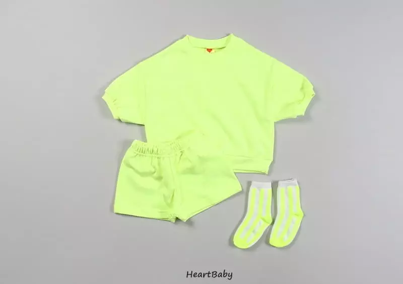 Heart Baby - Korean Children Fashion - #discoveringself - Neon Crayon Top Bottom Set - 9