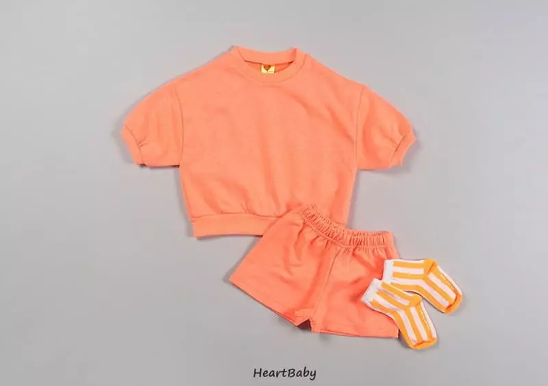 Heart Baby - Korean Children Fashion - #kidsshorts - Neon Crayon Top Bottom Set - 11
