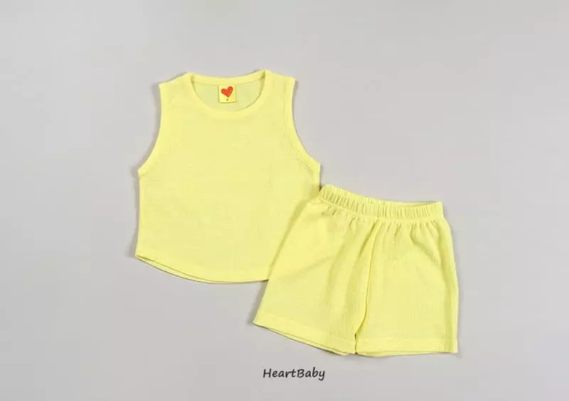 Heart Baby - Korean Children Fashion - #kidsshorts - Macaroon Sleeveless Top Bottom Set - 8