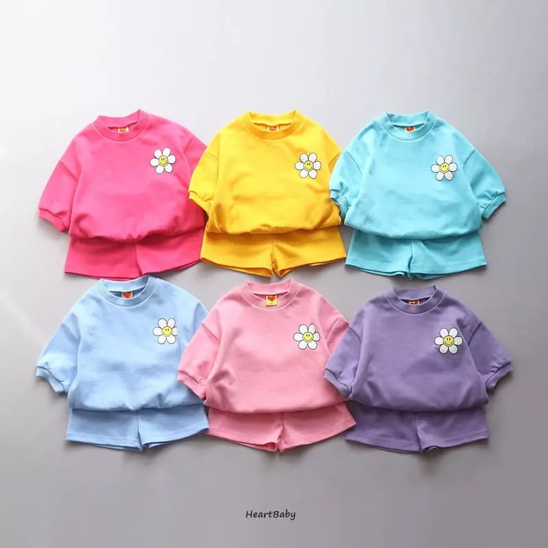 Heart Baby - Korean Children Fashion - #kidsstore - Sun Flower Top Bottom Set