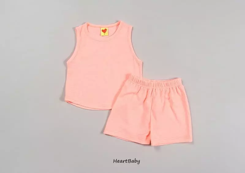 Heart Baby - Korean Children Fashion - #kidzfashiontrend - Macaroon Sleeveless Top Bottom Set - 10