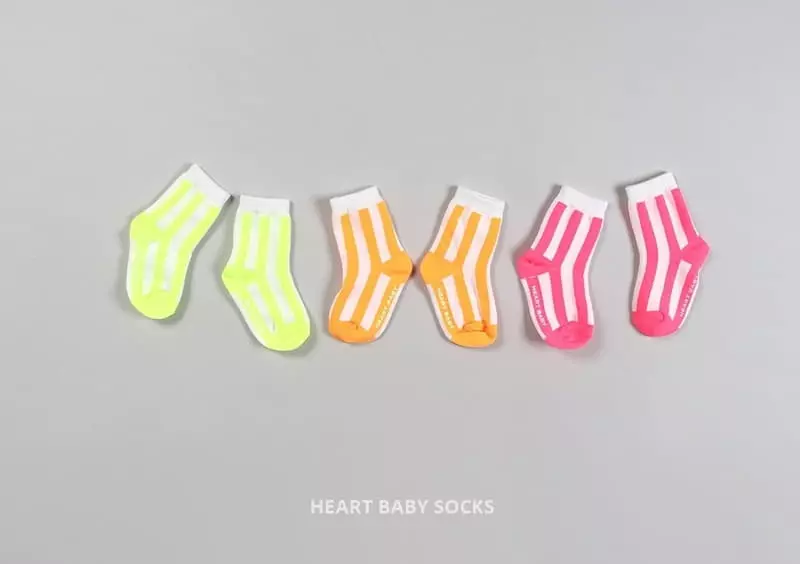 Heart Baby - Korean Children Fashion - #littlefashionista - Neon Stripes Socks - 7