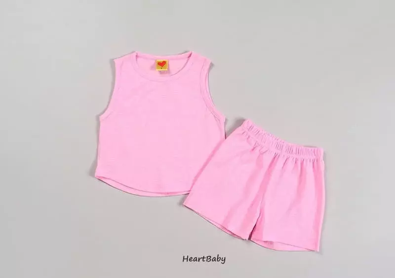 Heart Baby - Korean Children Fashion - #littlefashionista - Macaroon Sleeveless Top Bottom Set - 12