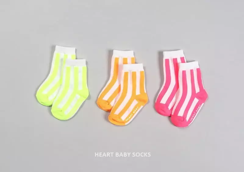 Heart Baby - Korean Children Fashion - #magicofchildhood - Neon Stripes Socks - 8