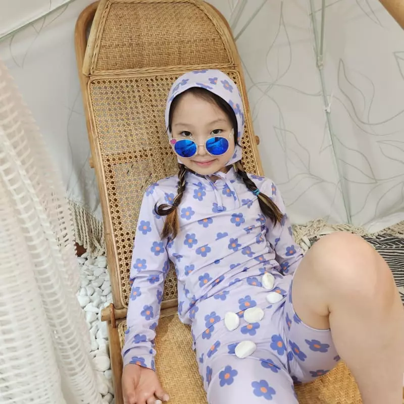 Heart Baby - Korean Children Fashion - #minifashionista - Daisy Rashguard Top Bottom Set - 4
