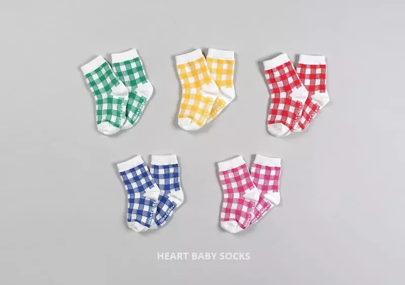 Heart Baby - Korean Children Fashion - #prettylittlegirls - Cute Check Socks - 12