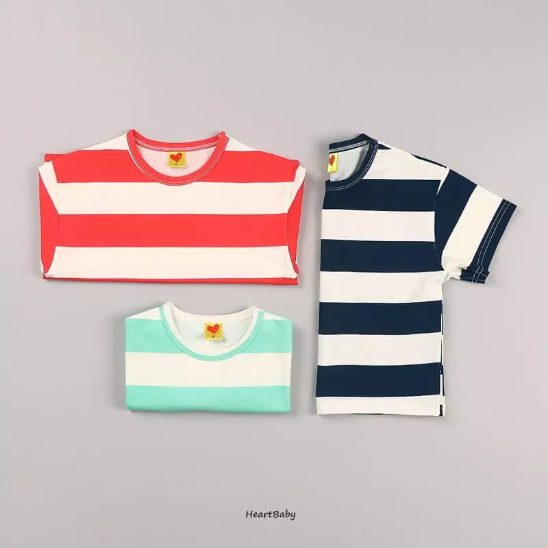 Heart Baby - Korean Children Fashion - #todddlerfashion - Big Stripes Tee - 6