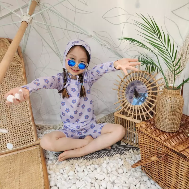 Heart Baby - Korean Children Fashion - #todddlerfashion - Daisy Rashguard Top Bottom Set - 5