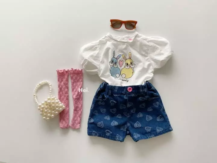Hei - Korean Children Fashion - #discoveringself - Heart Denim Shorts - 3