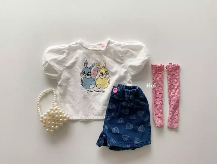 Hei - Korean Children Fashion - #discoveringself - Heart Denim Shorts - 4