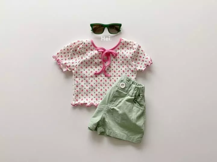 Hei - Korean Children Fashion - #kidsshorts - Petit Ribbon Tee Flower - 7