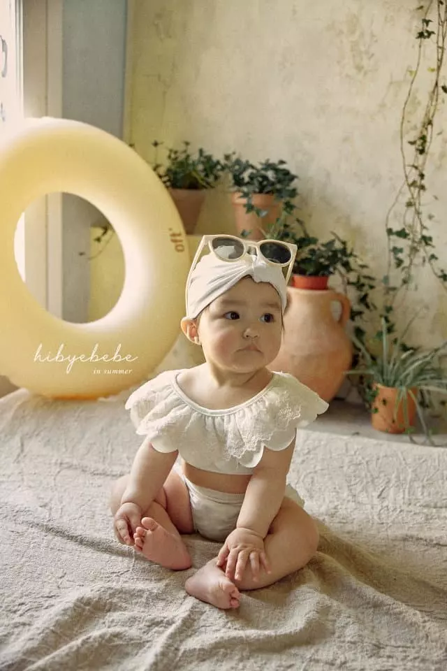 Hi Byebebe - Korean Baby Fashion - #smilingbaby - Bebe Tube Top Swimwear with Hat - 4