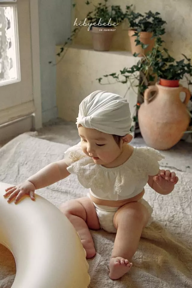 Hi Byebebe - Korean Baby Fashion - #onlinebabyshop - Bebe Tube Top Swimwear with Hat - 2