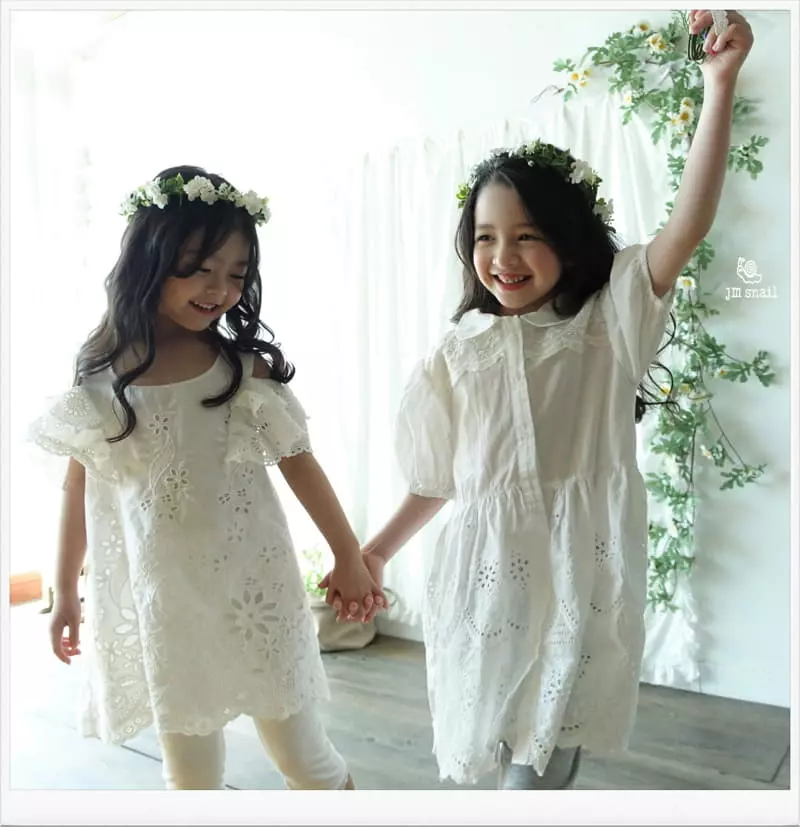 JM Snail - Korean Children Fashion - #childofig - Lace Punching Collar One-piece - 6