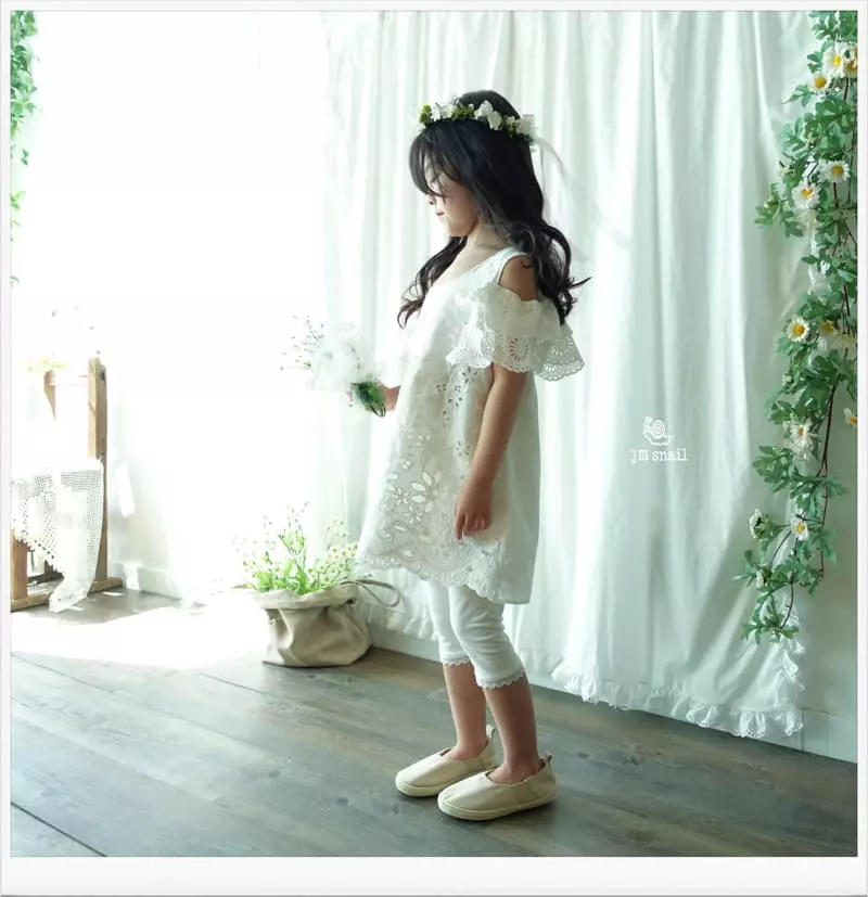 JM Snail - Korean Children Fashion - #todddlerfashion - Lace Punching Sleeveless One-piece - 2