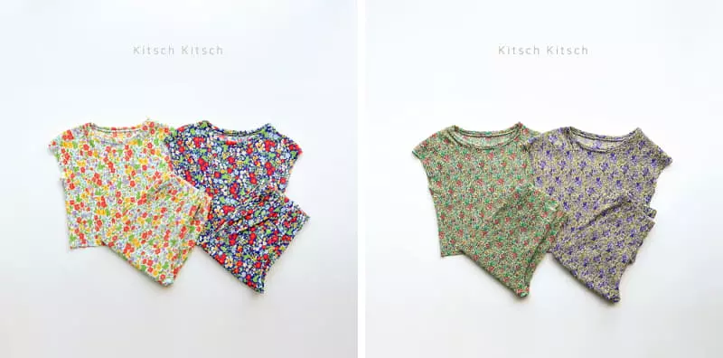 Kitsch Kitsch - Korean Children Fashion - #fashionkids - Retro Pleats Top Bottom Set - 2