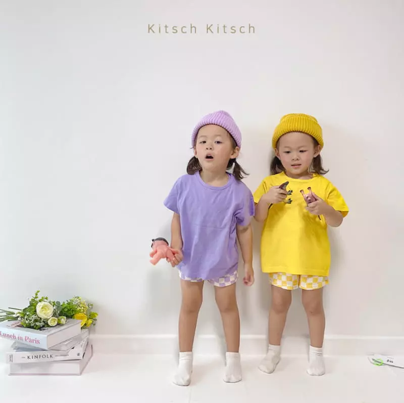 Kitsch Kitsch - Korean Children Fashion - #stylishchildhood - Check In And Out Sleeveless Tee Bottom Set - 2