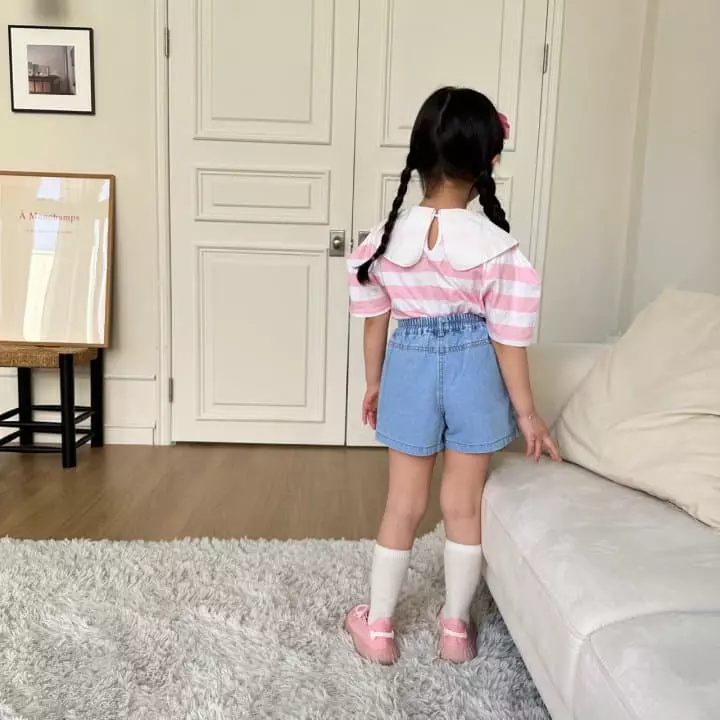 Lago - Korean Children Fashion - #prettylittlegirls - Stripes Collar Tee - 10