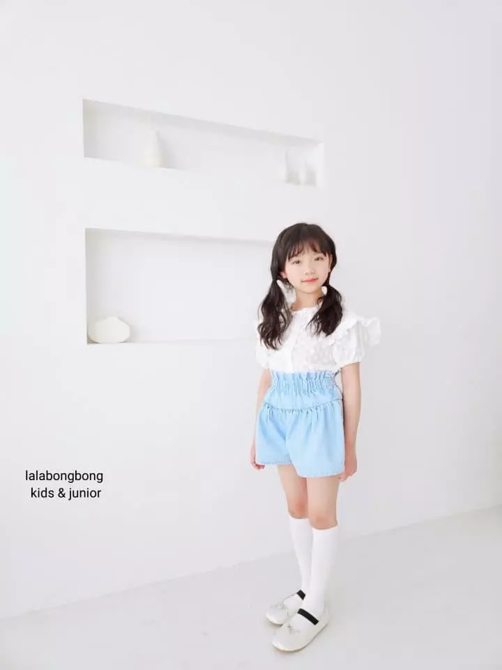 Lalabongbong - Korean Children Fashion - #kidsstore - Denim Shirring Shorts - 9