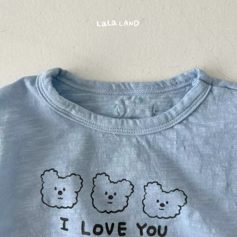 Lalaland - Korean Baby Fashion - #onlinebabyshop - Bebe I Love You Top Bottom Set - 6