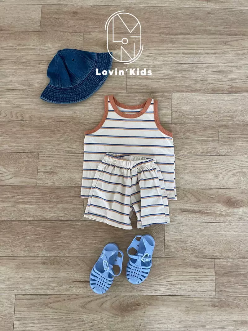 Lovin - Korean Children Fashion - #discoveringself - Stripes Sleeveless Top Bottom Set