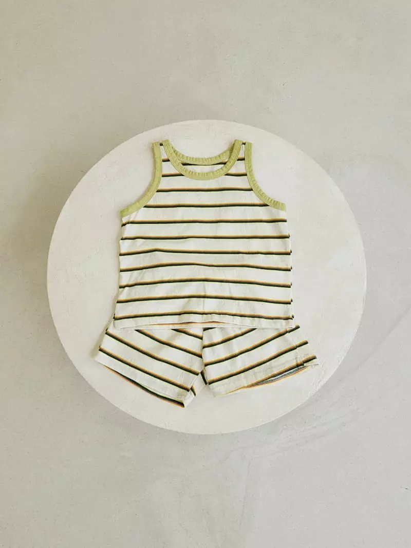 Lovin - Korean Children Fashion - #magicofchildhood - Stripes Sleeveless Top Bottom Set - 8
