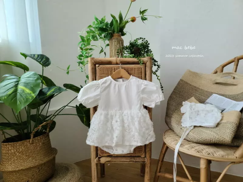 Mac - Korean Baby Fashion - #babyclothing - Rose One-piece Bodysuit with Bonnet