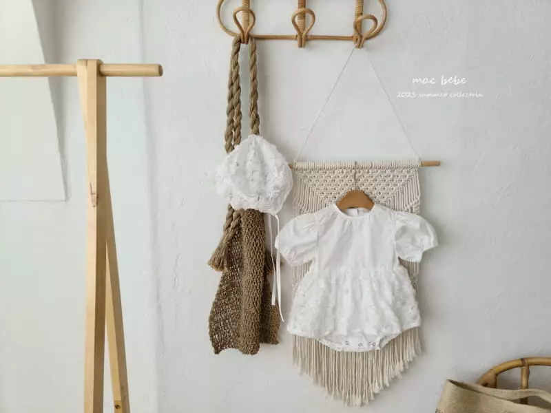 Mac - Korean Baby Fashion - #babyoutfit - Rose One-piece Bodysuit with Bonnet - 9