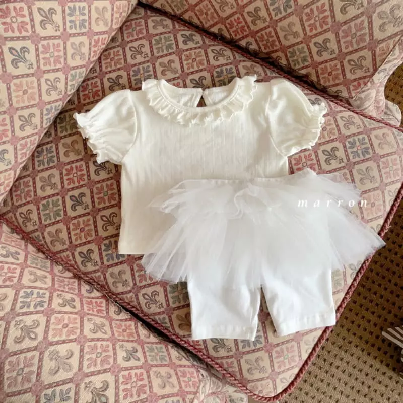 Marron Kid - Korean Baby Fashion - #babyboutiqueclothing - Bebe Eyelet Frill Tee - 4