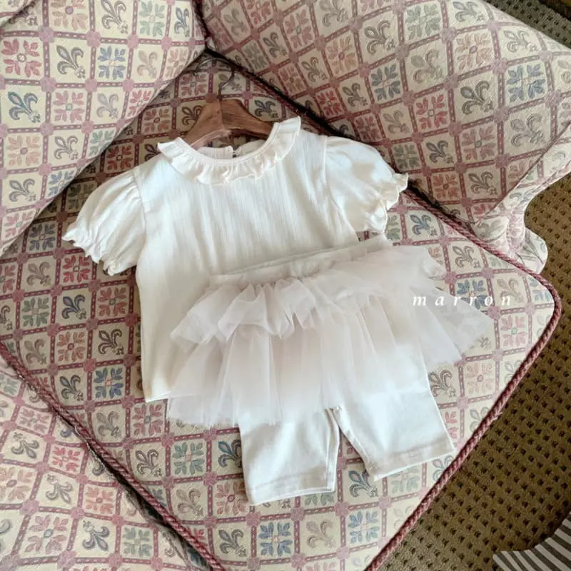 Marron Kid - Korean Baby Fashion - #babyfashion - Bebe Eyelet Frill Tee - 5