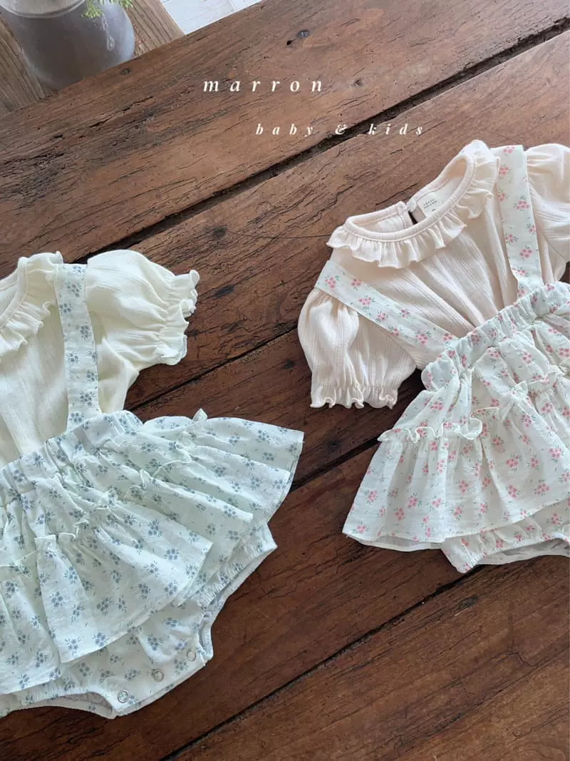 Marron Kid - Korean Baby Fashion - #babyfever - Bebe Eyelet Frill Tee - 6