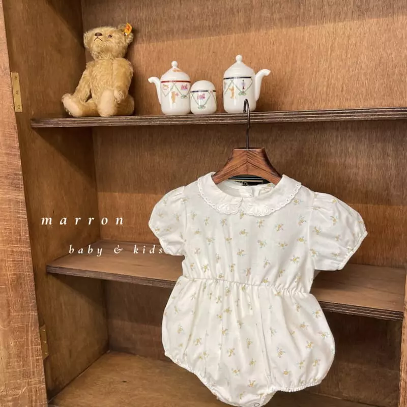 Marron Kid - Korean Baby Fashion - #babyfever - Lace Collar Bodysuit