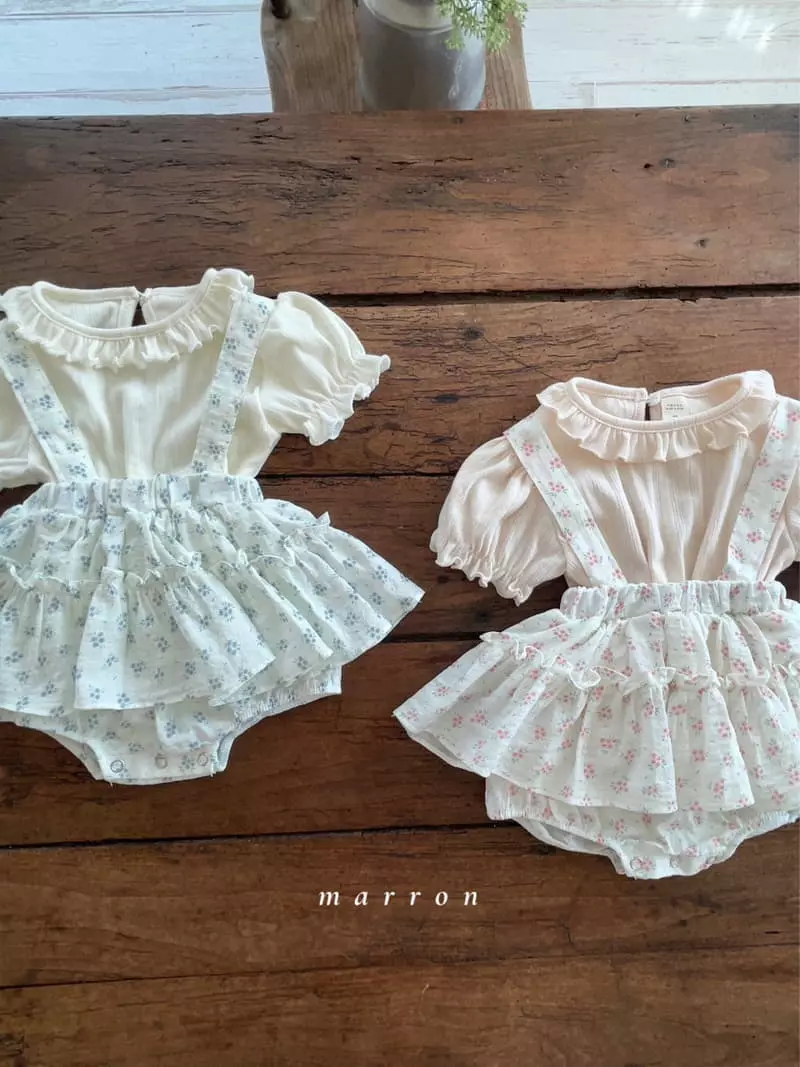 Marron Kid - Korean Baby Fashion - #babygirlfashion - Bebe Eyelet Frill Tee - 7