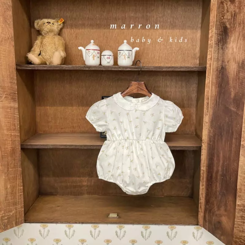 Marron Kid - Korean Baby Fashion - #babygirlfashion - Lace Collar Bodysuit - 2