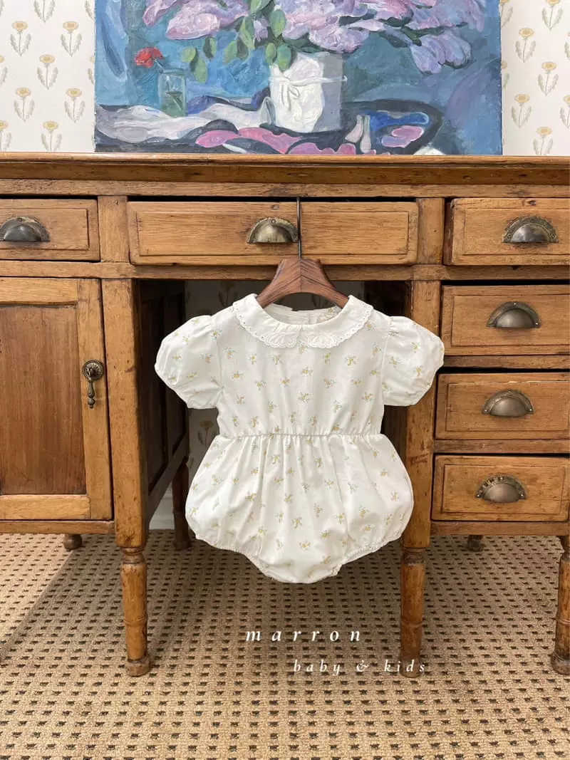 Marron Kid - Korean Baby Fashion - #babylifestyle - Lace Collar Bodysuit - 3