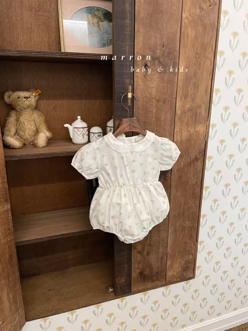Marron Kid - Korean Baby Fashion - #babyoutfit - Lace Collar Bodysuit - 6